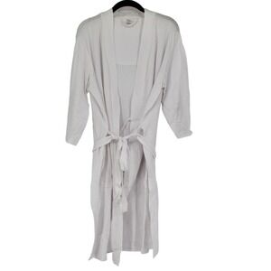 Lissome Lounge Waffle Knit Wrap Robe Womens Size Large in White NEW